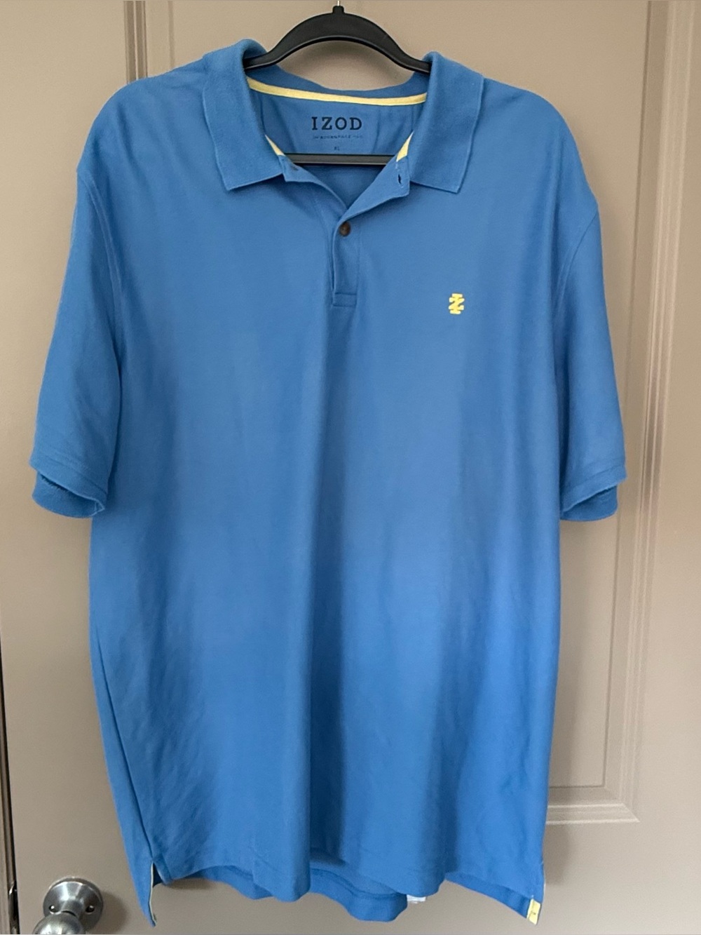 Izod Bright Blue Polo with Yellow Logo Accent